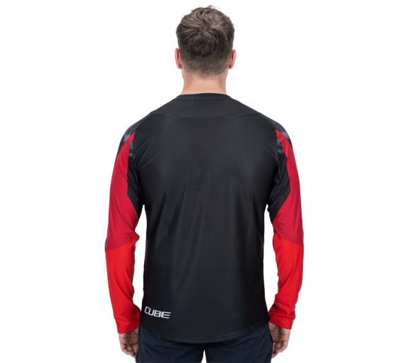 CUBE EDGE Rundhalstrikot langarm black´n´red