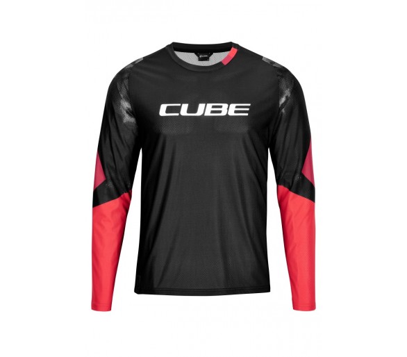 CUBE EDGE Rundhalstrikot langarm black´n´red