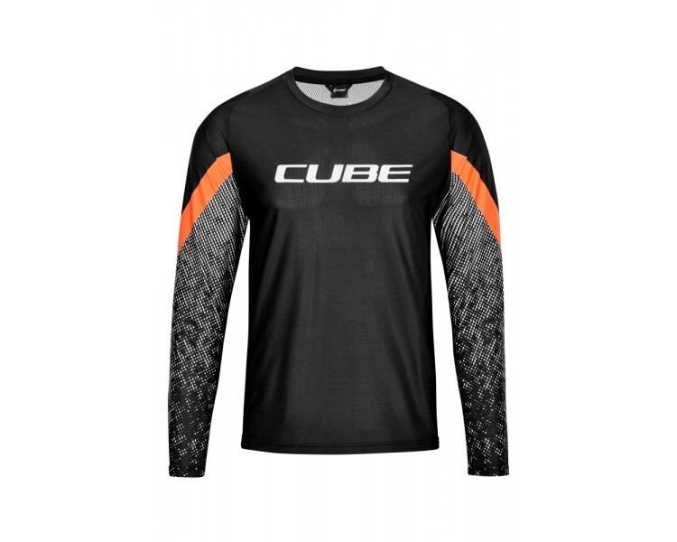 CUBE EDGE Rundhalstrikot langarm black´n´orange