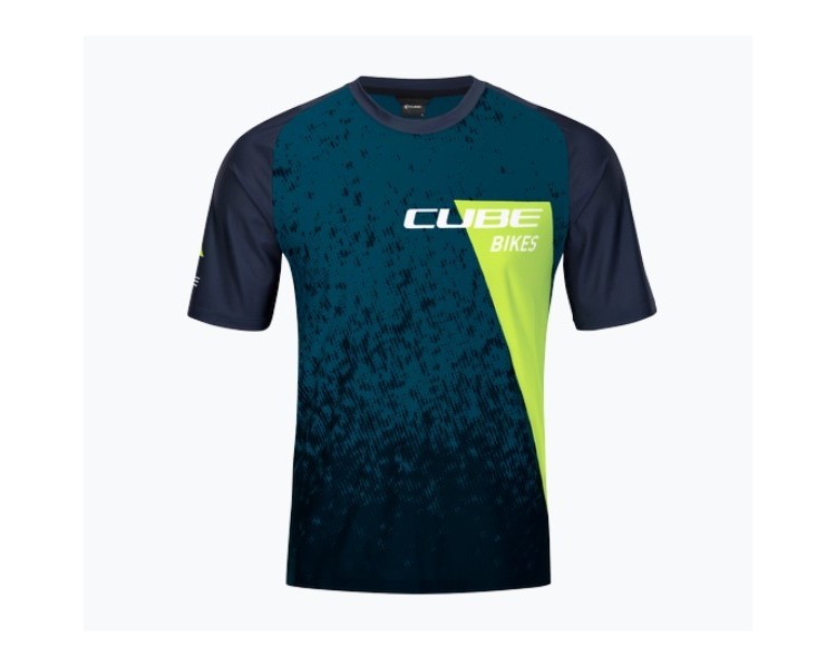 CUBE EDGE Rundhalstrikot kurzarm blue-lime