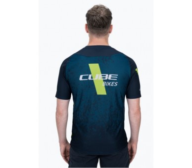 CUBE EDGE Rundhalstrikot kurzarm blue-lime