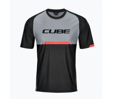 CUBE EDGE Rundhalstrikot kurzarm black-grey