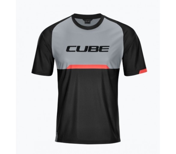 CUBE EDGE Rundhalstrikot kurzarm black-grey