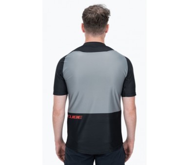 CUBE EDGE Rundhalstrikot kurzarm black-grey