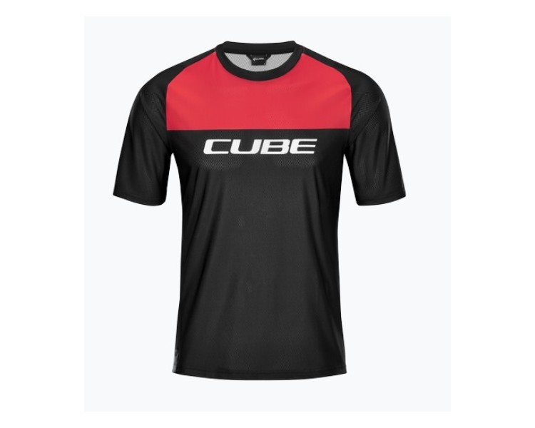 CUBE EDGE Rundhalstrikot kurzarm black-red