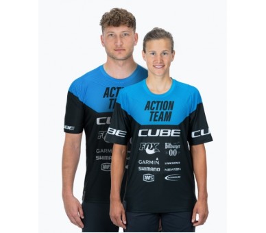 CUBE EDGE Rundhalstrikot kurzarm X Actionteam black-blue