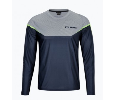 CUBE EDGE Rundhalstrikot langarm grey-lime