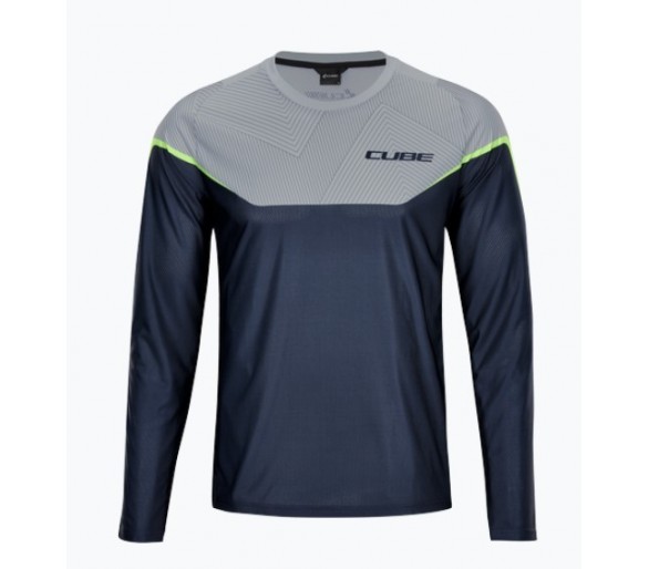 CUBE EDGE Rundhalstrikot langarm grey-lime