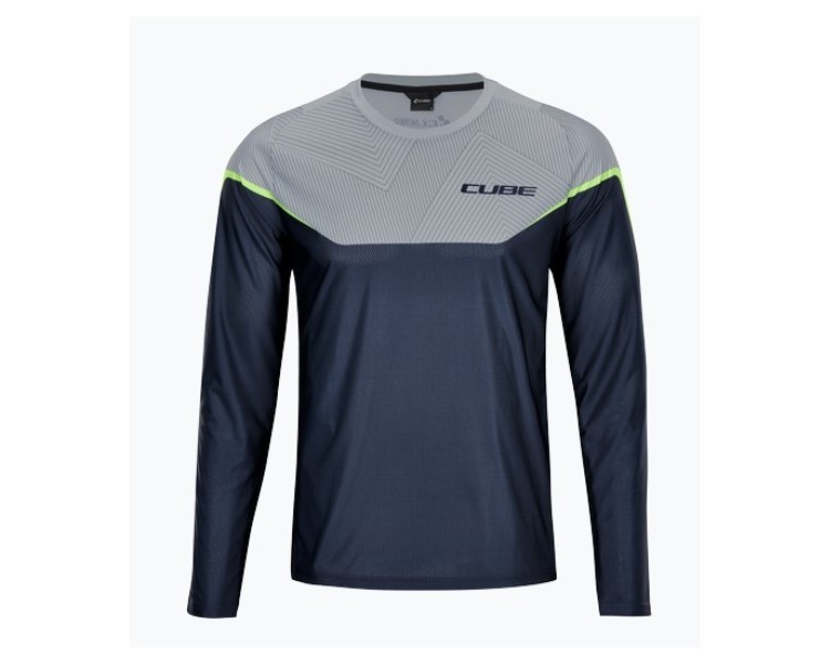 CUBE EDGE Rundhalstrikot langarm grey-lime