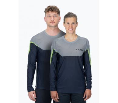 CUBE EDGE Rundhalstrikot langarm grey-lime