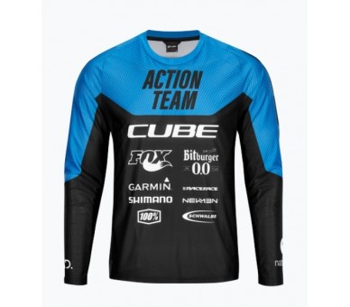 CUBE EDGE Rundhalstrikot langarm X Actionteam black-blue