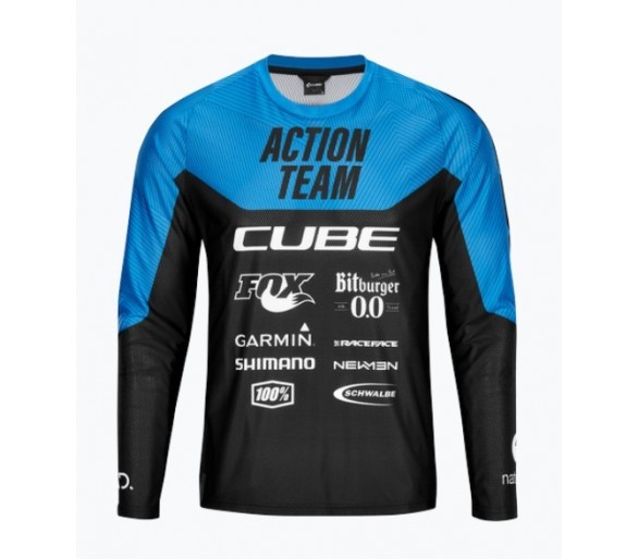 CUBE EDGE Rundhalstrikot langarm X Actionteam black-blue