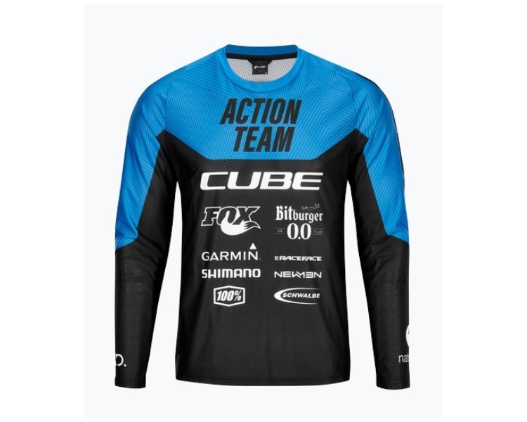CUBE EDGE Rundhalstrikot langarm X Actionteam black-blue