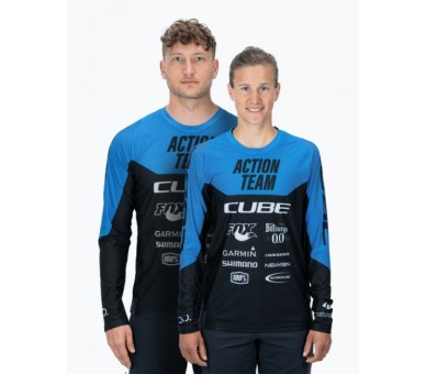 CUBE EDGE Rundhalstrikot langarm X Actionteam black-blue