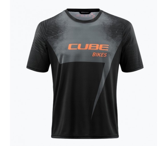 CUBE EDGE Rundhalstrikot kurzarm black-orange