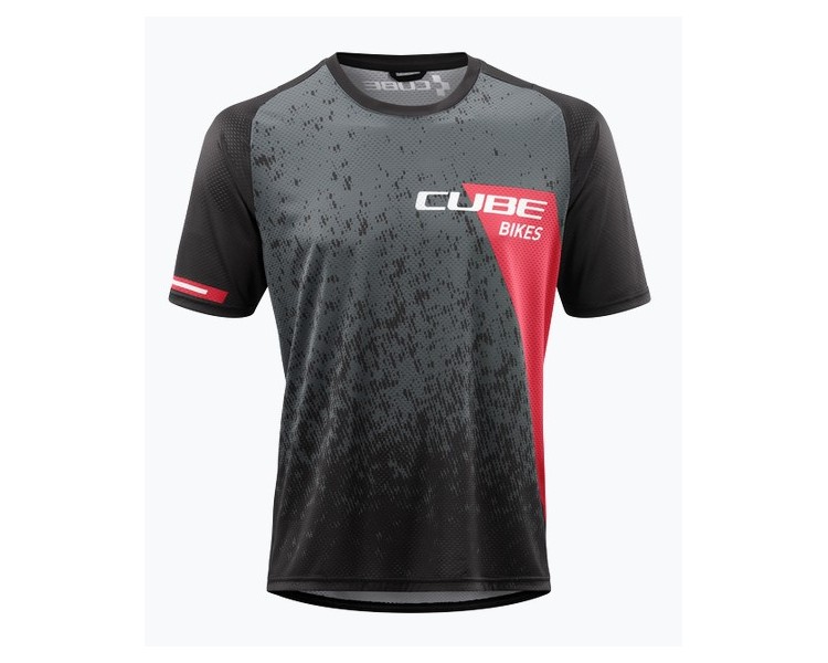 CUBE EDGE Rundhalstrikot kurzarm green-red