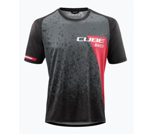 CUBE EDGE Rundhalstrikot kurzarm green-red