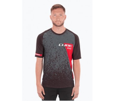 CUBE EDGE Rundhalstrikot kurzarm green-red