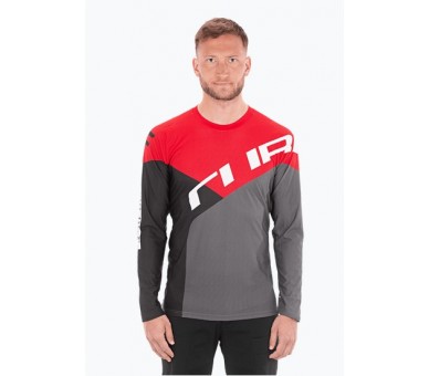 CUBE EDGE Rundhalstrikot langarm black-red