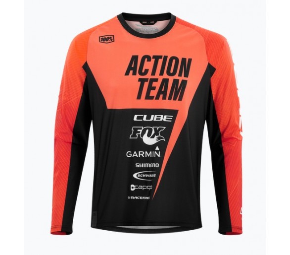 CUBE EDGE Rundhalstrikot langarm X Actionteam orange-black