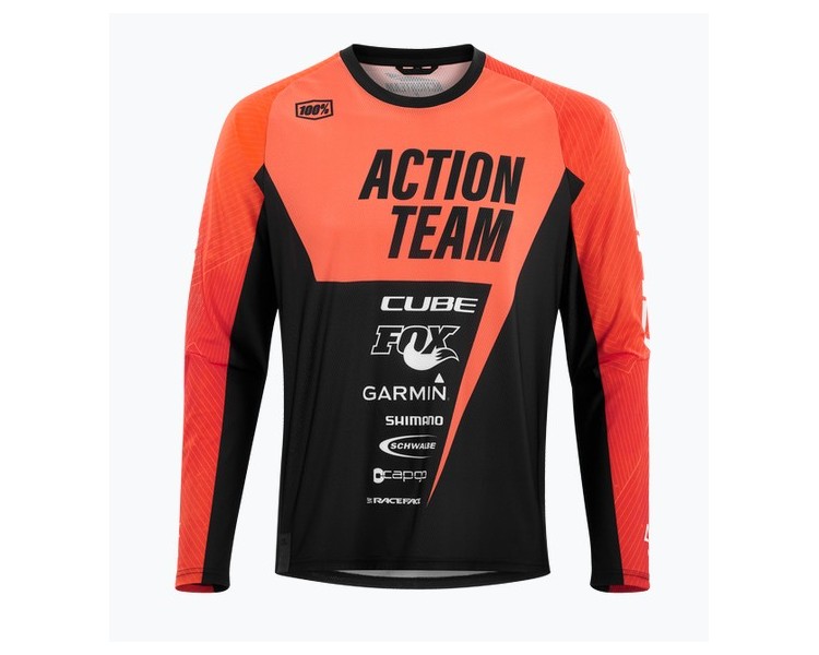 CUBE EDGE Rundhalstrikot langarm X Actionteam orange-black