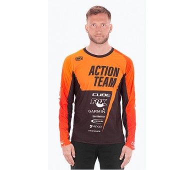 CUBE EDGE Rundhalstrikot langarm X Actionteam orange-black
