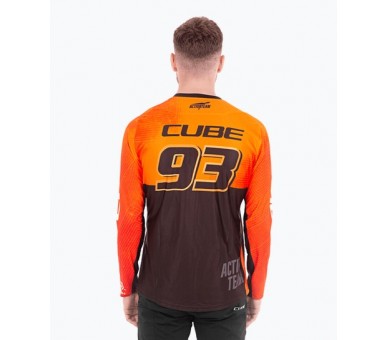 CUBE EDGE Rundhalstrikot langarm X Actionteam orange-black