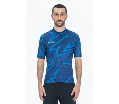 CUBE ATX Trikot Full Zip CMPT kurzarm blue