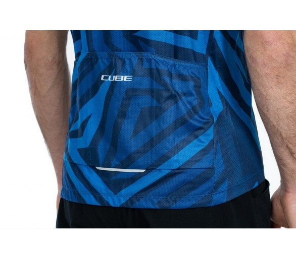 CUBE ATX Trikot Full Zip CMPT kurzarm blue