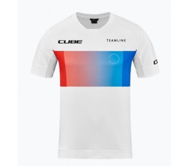 CUBE TEAMLINE Rundhalstrikot kurzarm white´n´blue´n´red