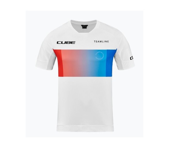 CUBE TEAMLINE Rundhalstrikot kurzarm white´n´blue´n´red