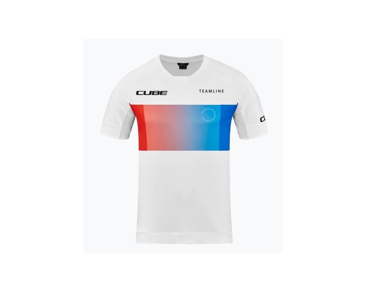 CUBE TEAMLINE Rundhalstrikot kurzarm white´n´blue´n´red