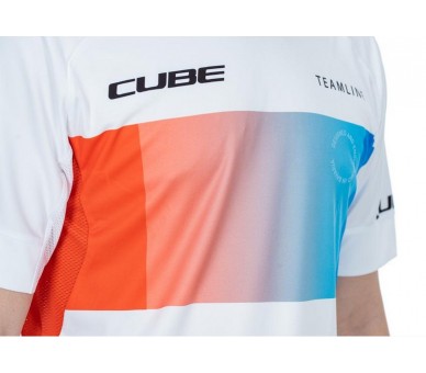 CUBE TEAMLINE Rundhalstrikot kurzarm white´n´blue´n´red