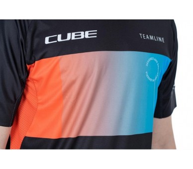 CUBE TEAMLINE Rundhalstrikot kurzarm black´n´blue´n´red